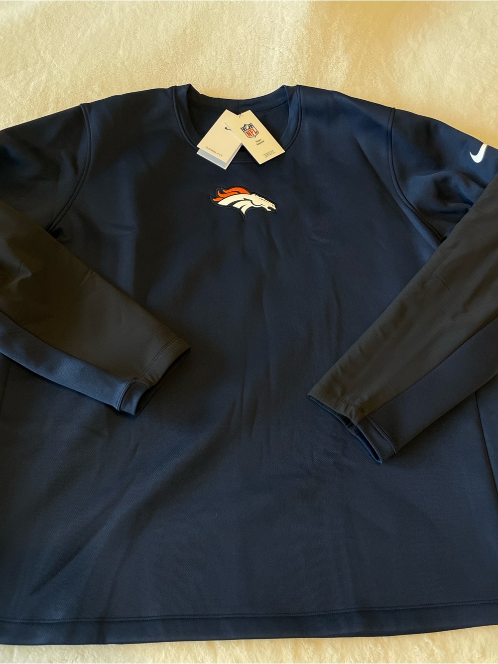 NWT Nike NFL Denver Broncos Team Issued Blue Thermawear Sweater Sz XXL